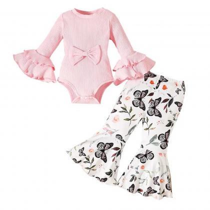 Baby And Toddler Girl Spring Outfit Pink Ruffle..