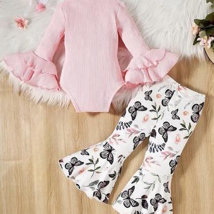 Baby And Toddler Girl Spring Outfit Pink Ruffle..