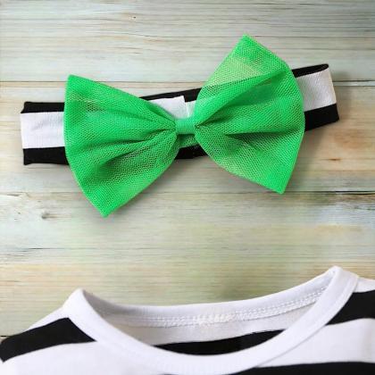 Baby And Toddler Girls Green And Black Striped..