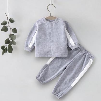 Baby Toddler Girls Casual Outfit Gray And White..