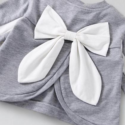 Baby Toddler Girls Casual Outfit Gray And White..