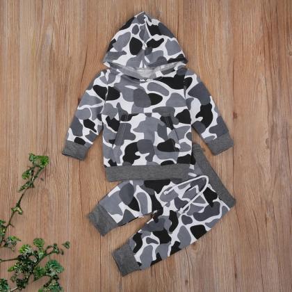 Baby And Toddler Boys Gray Outfit Camouflage..