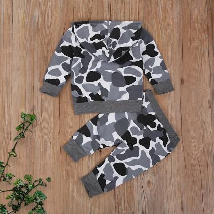 Baby And Toddler Boys Gray Outfit Camouflage..