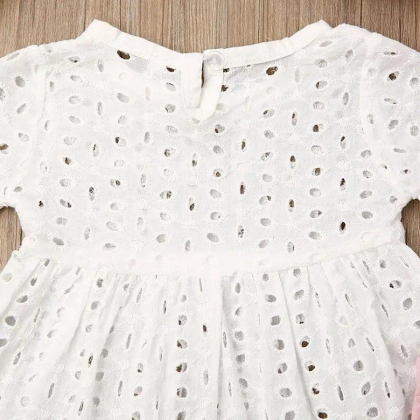 Baby Girls Spring Hollowed White Eyelet Top Belted..