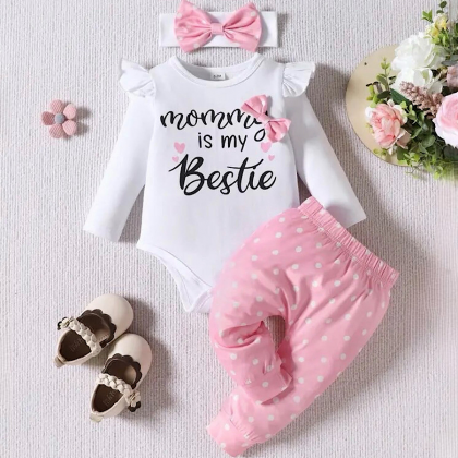 Infant Baby Girl Mommy Is My Bestie Graphic Print..