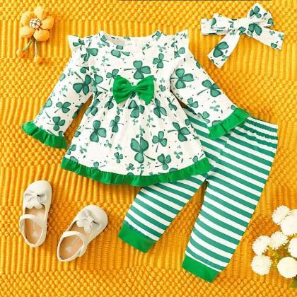 Baby And Toddler Girls St. Patrick Day Four Leaf..