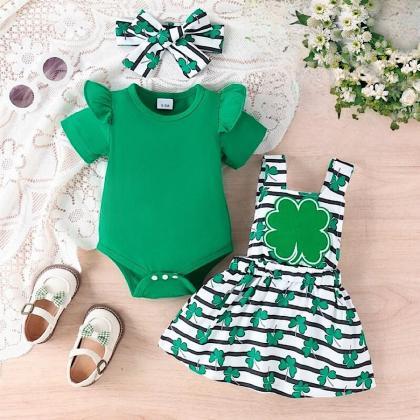 Baby Girl Green And White St. Patricks Day Four..