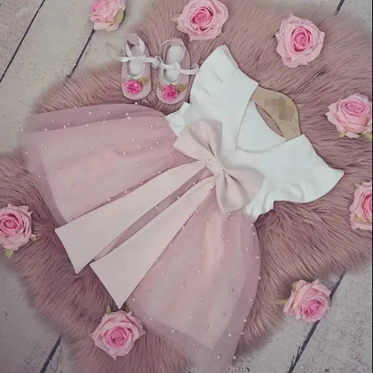 Baby And Toddler Girls Easter Dress Pink And White..