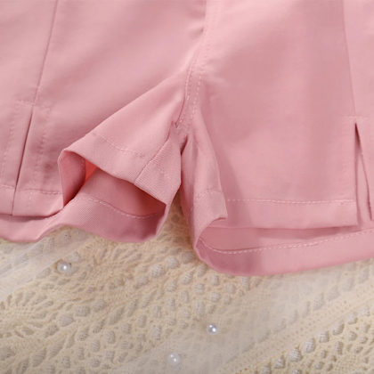 Toddler Girls Summer Outfit Pink Two-piece Ruffled..