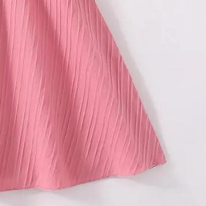 Toddler Little Girls Pink Ruched Belted Dress..