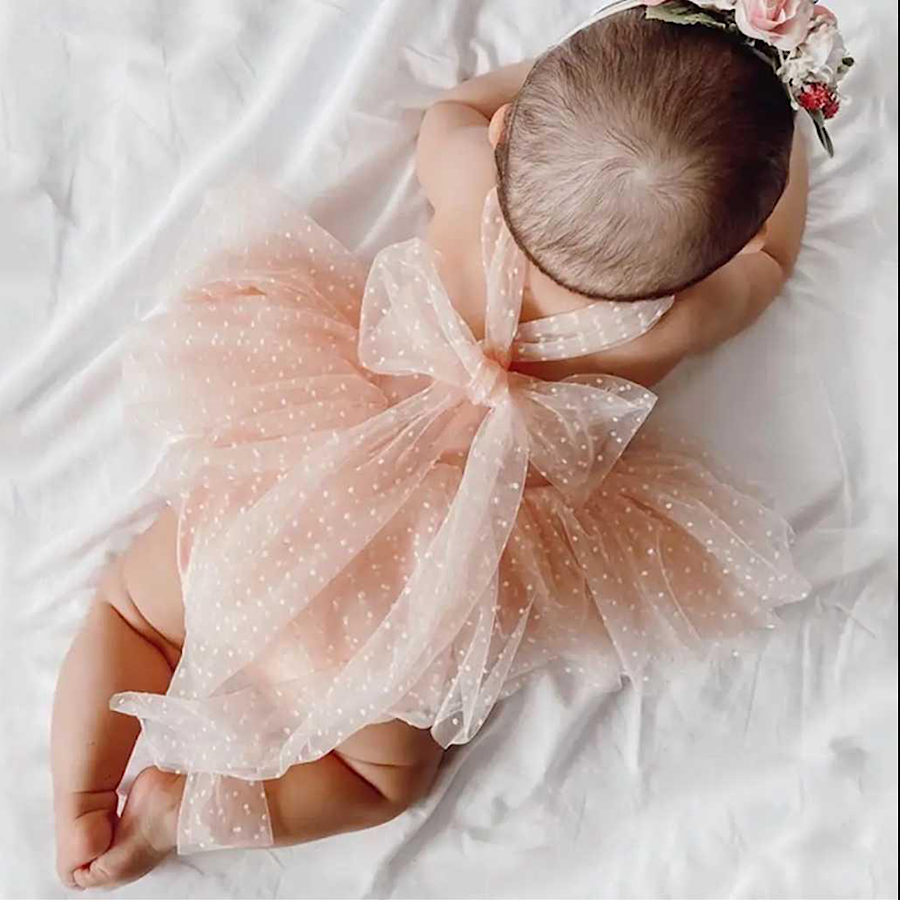 Chic Infant Baby Girls Summer Sleeveless Pink Tulle Tutu Big Bow Romper One Piece Outfit