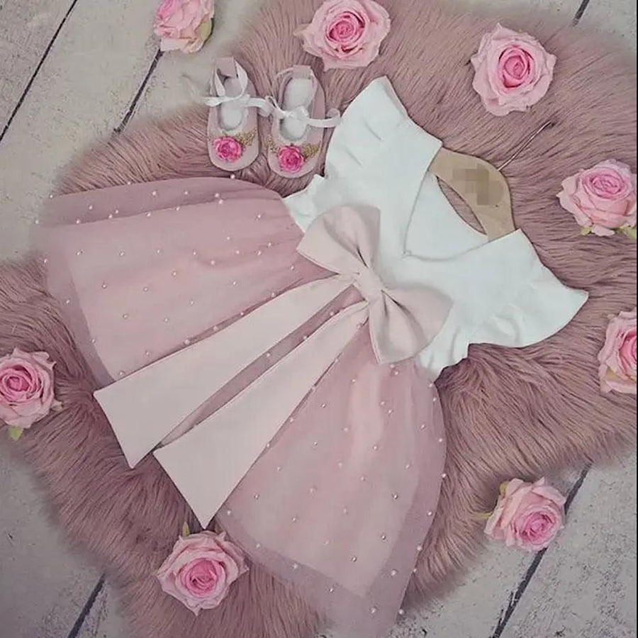 Baby And Toddler Girls Easter Dress Pink And White Satin Beaded Tulle Tutu Fancy Princess Dress