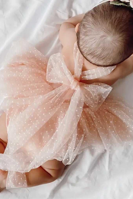 Chic Infant Baby Girls Summer Sleeveless Pink Tulle Tutu Big Bow Romper One Piece Outfit